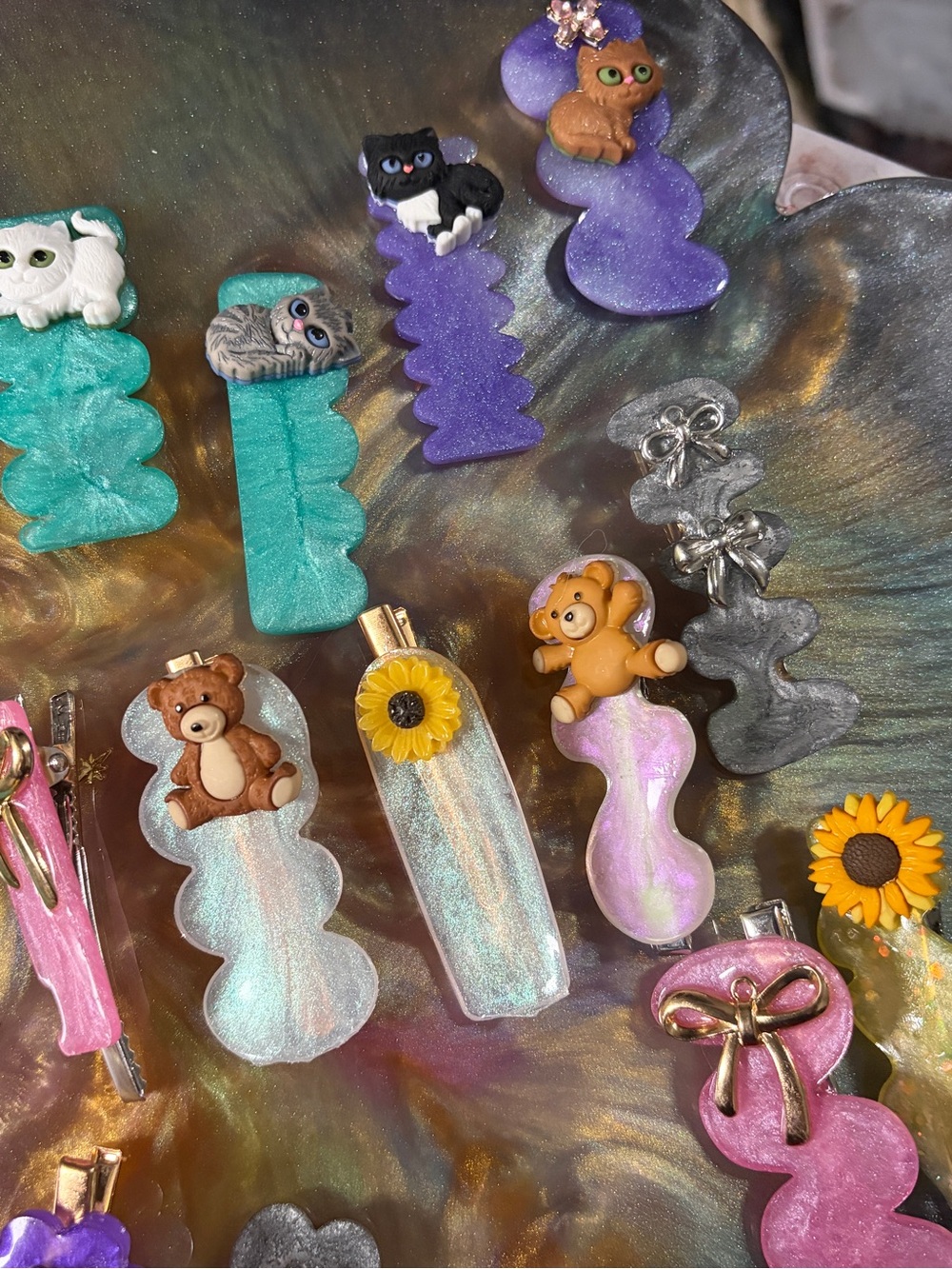 Assorted Women’s Hair Clips – Pastel Purple, Teal, Pink, Gray & Yellow Set - Picture 3 of 4